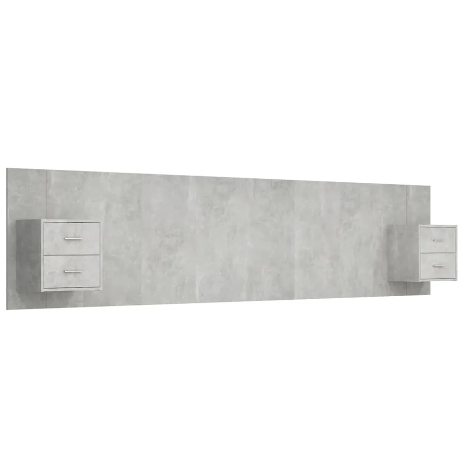 Tête de lit avec armoires Gris béton Bois d'ingénierie - 2