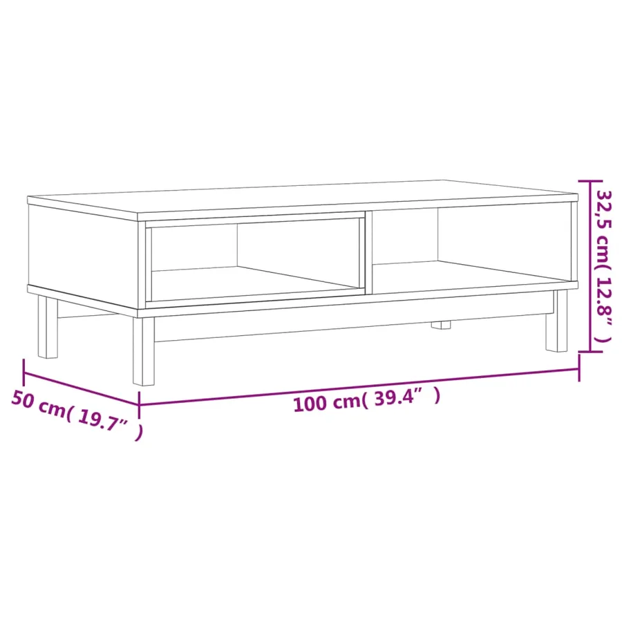Table basse FLAM 100x50x32,5 cm bois de pin massif - 9