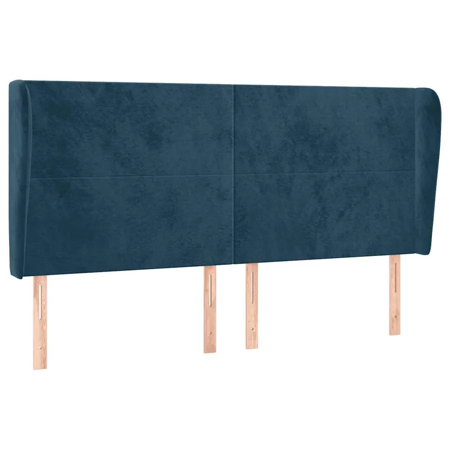 Tête de lit avec oreilles Bleu foncé 163x23x118/128 cm Velours - 2