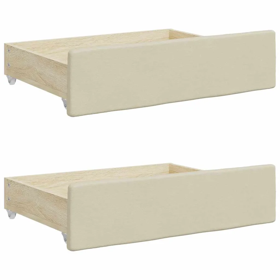 Tiroirs de lit 2 pcs crème bois d'ingénierie et similicuir - 2