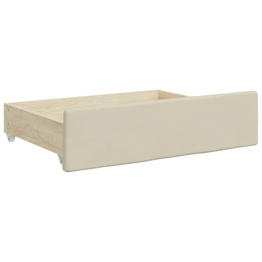 Tiroirs de lit 2 pcs crème bois d'ingénierie et similicuir - 3