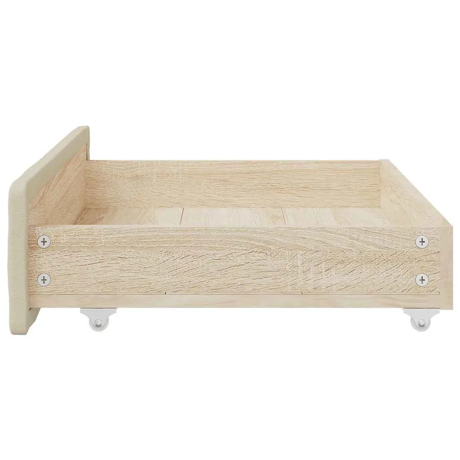 Tiroirs de lit 2 pcs crème bois d'ingénierie et similicuir - 5