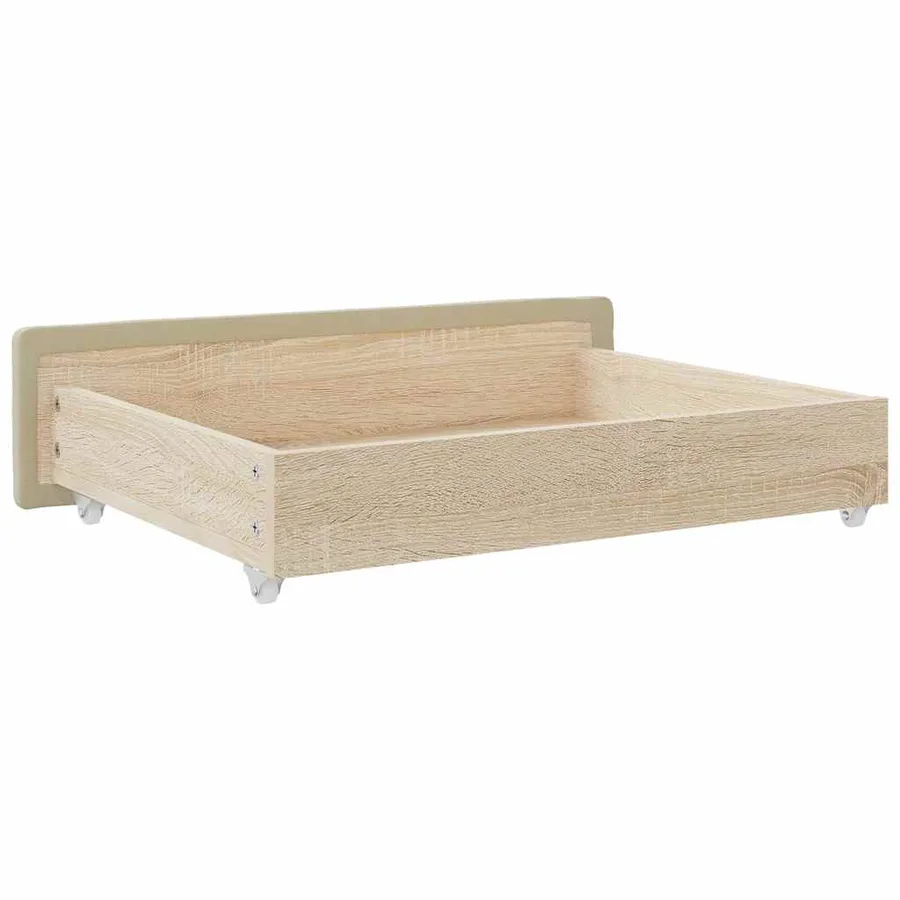 Tiroirs de lit 2 pcs crème bois d'ingénierie et similicuir - 6