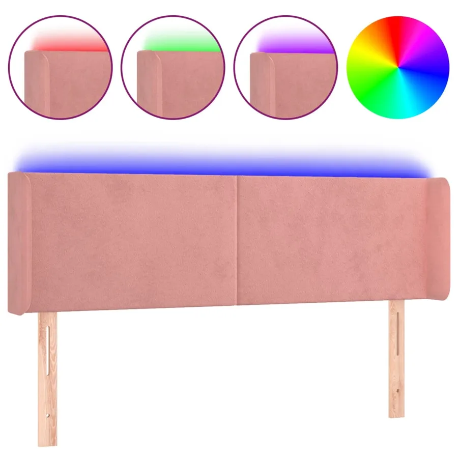 Tête de lit à LED Rose 147x16x78/88 cm Velours - 2