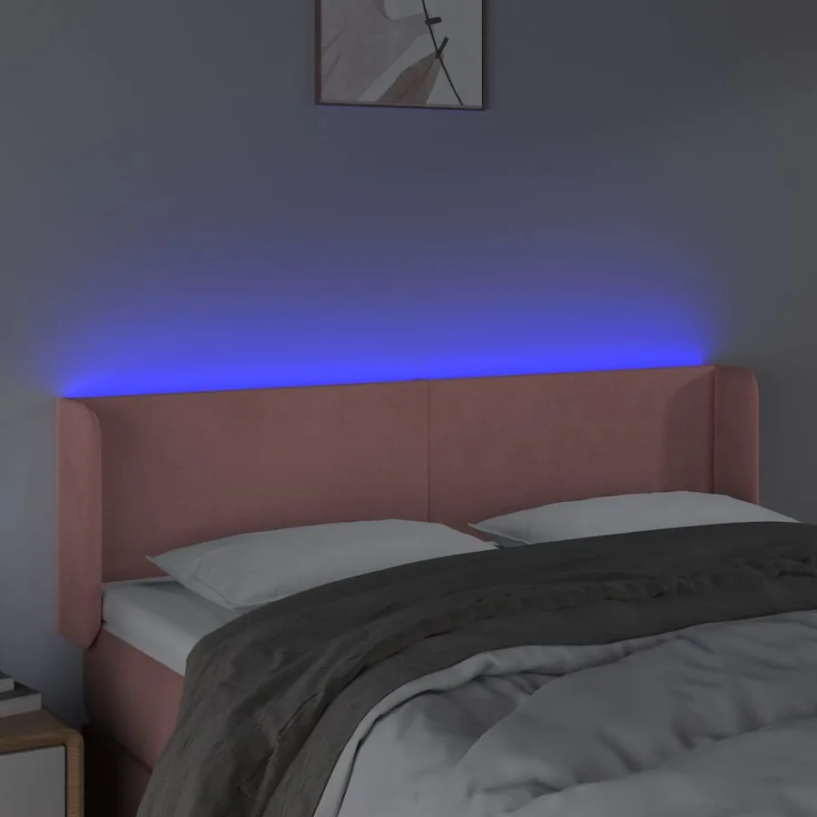 Tête de lit à LED Rose 147x16x78/88 cm Velours - 4