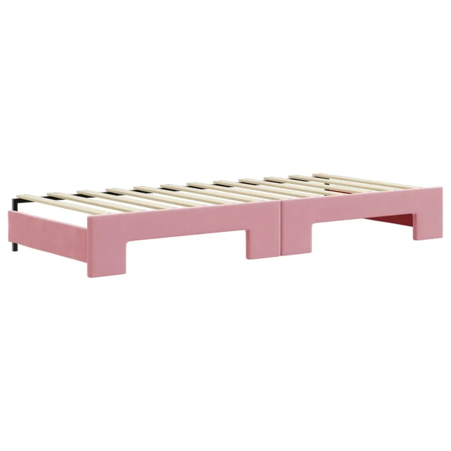 Lit de jour avec gigogne et tiroirs sans matelas rose 80x200 cm - 8