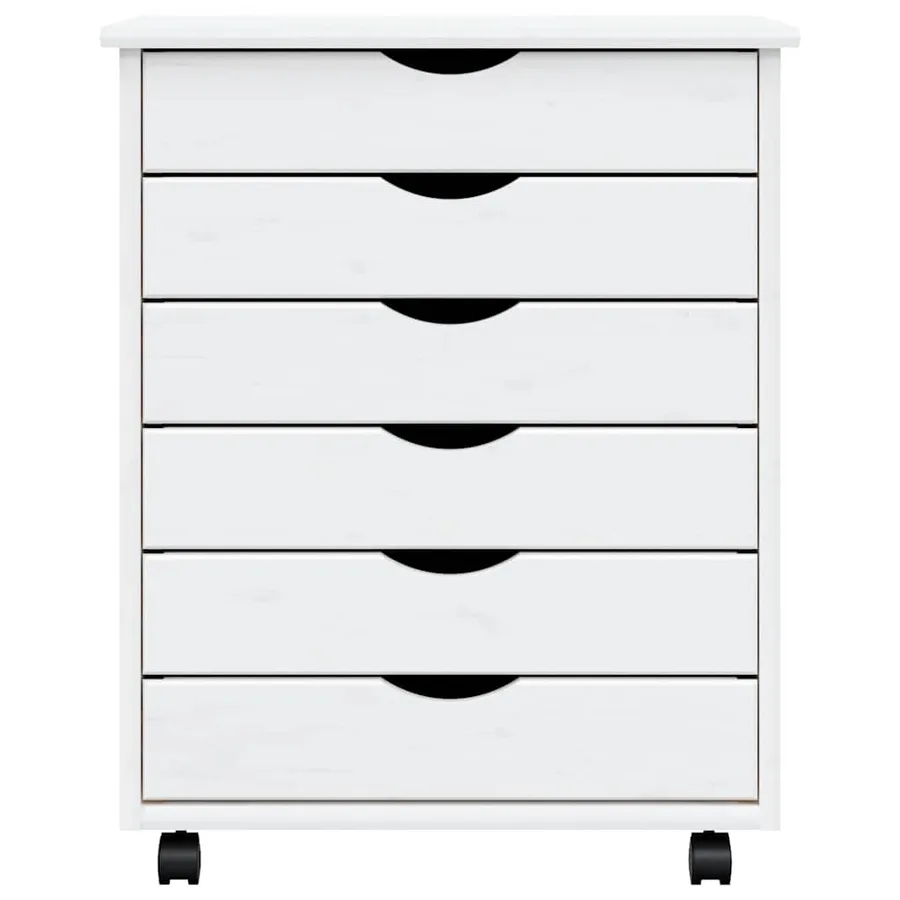 Armoire roulante avec tiroirs MOSS blanc bois de pin solide - 5