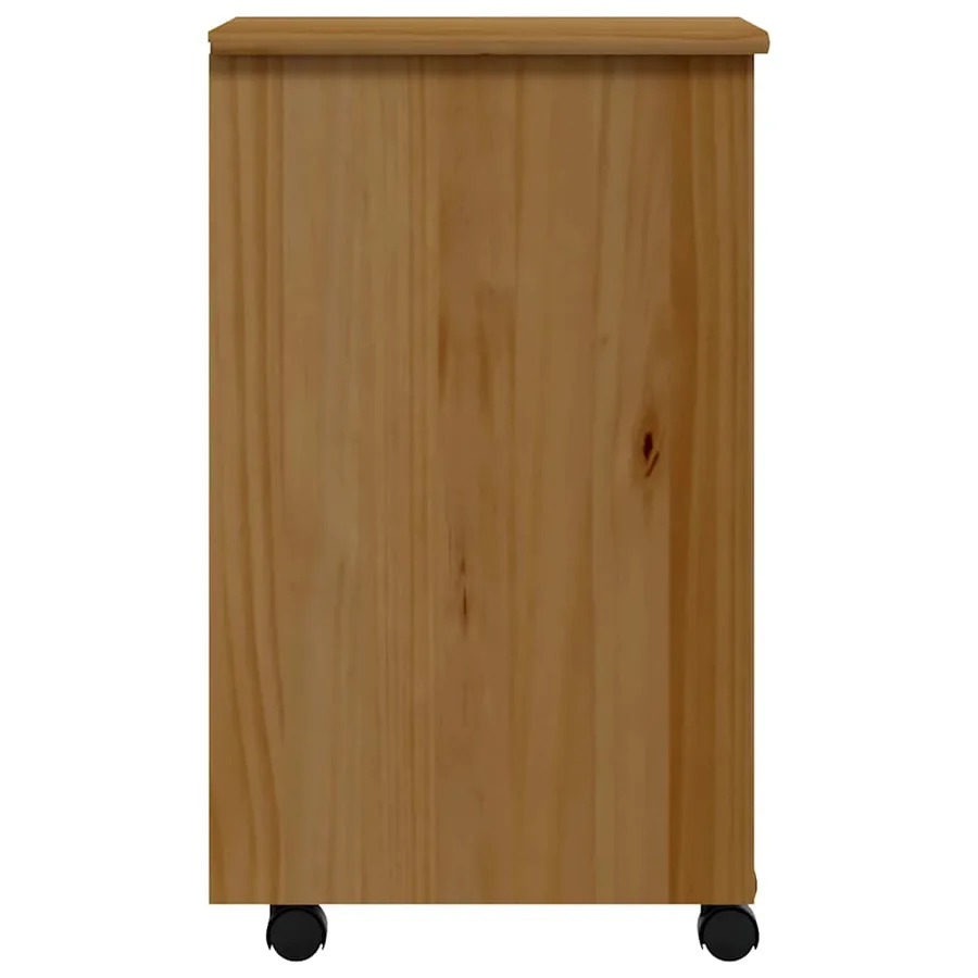 Armoire roulante avec tiroirs MOSS bois de pin marron miel - 6