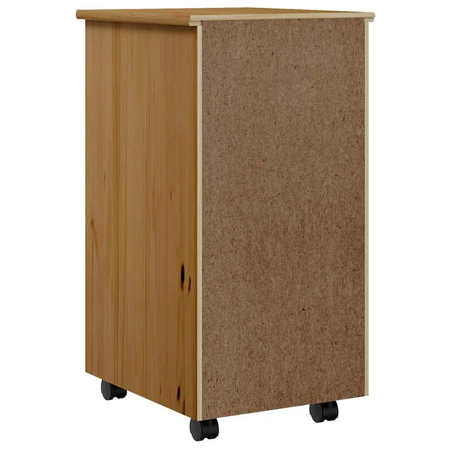 Armoire roulante avec tiroirs MOSS bois de pin marron miel - 7