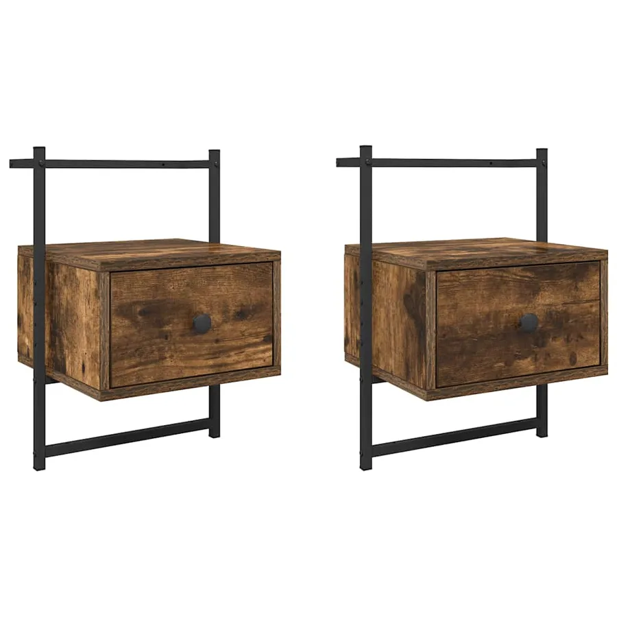 Table de chevet murale 2 pcs chêne fumé 35x30x51 cm - 2