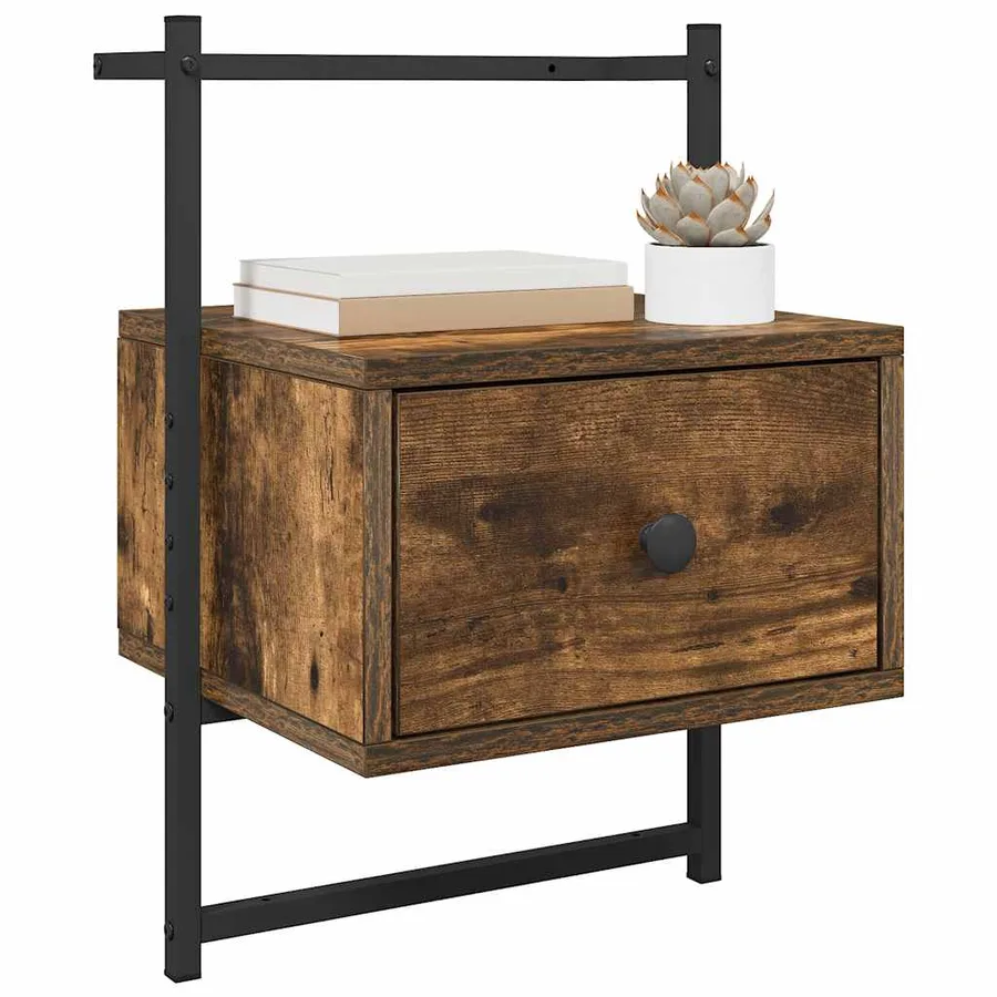 Table de chevet murale 2 pcs chêne fumé 35x30x51 cm - 4
