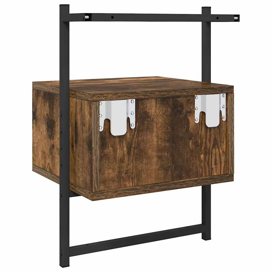Table de chevet murale 2 pcs chêne fumé 35x30x51 cm - 9