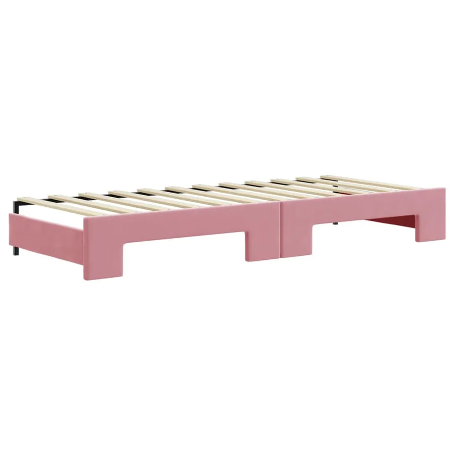 Lit de jour avec gigogne et tiroirs sans matelas rose 80x200 cm - 8