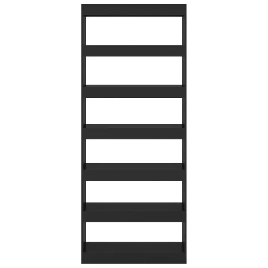 Bibliothèque/Séparateur de pièce noir bois d'ingénierie - 3