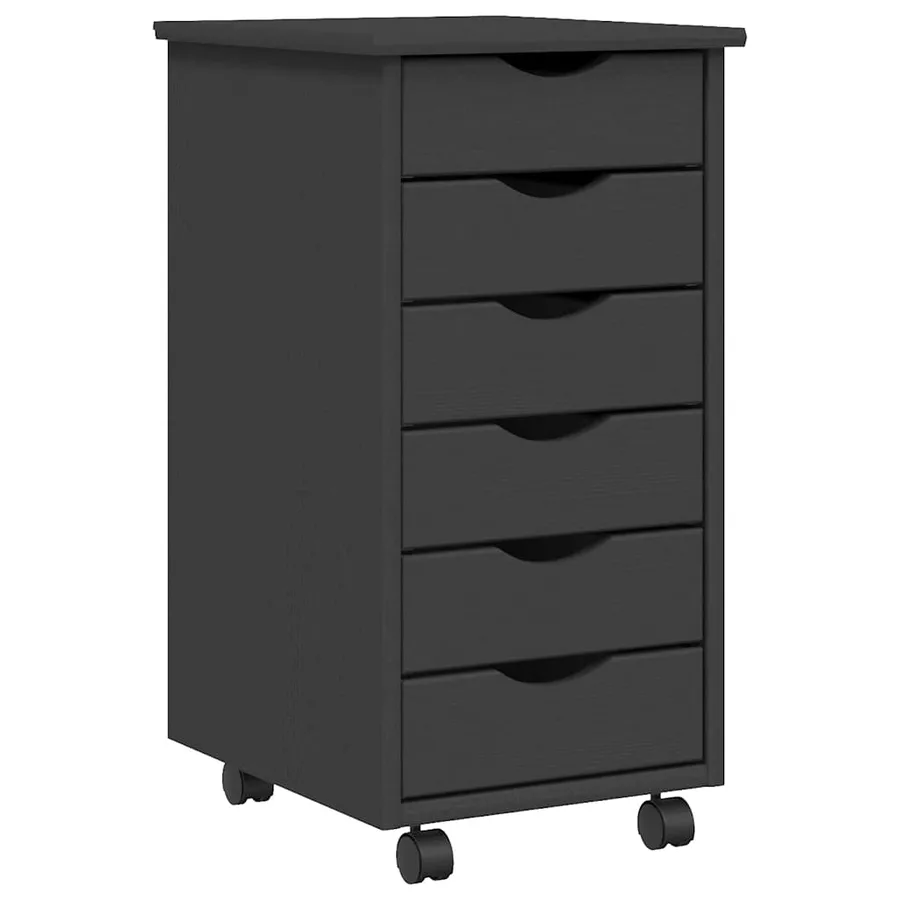 Armoire roulante avec tiroirs MOSS gris bois de pin solide - 2