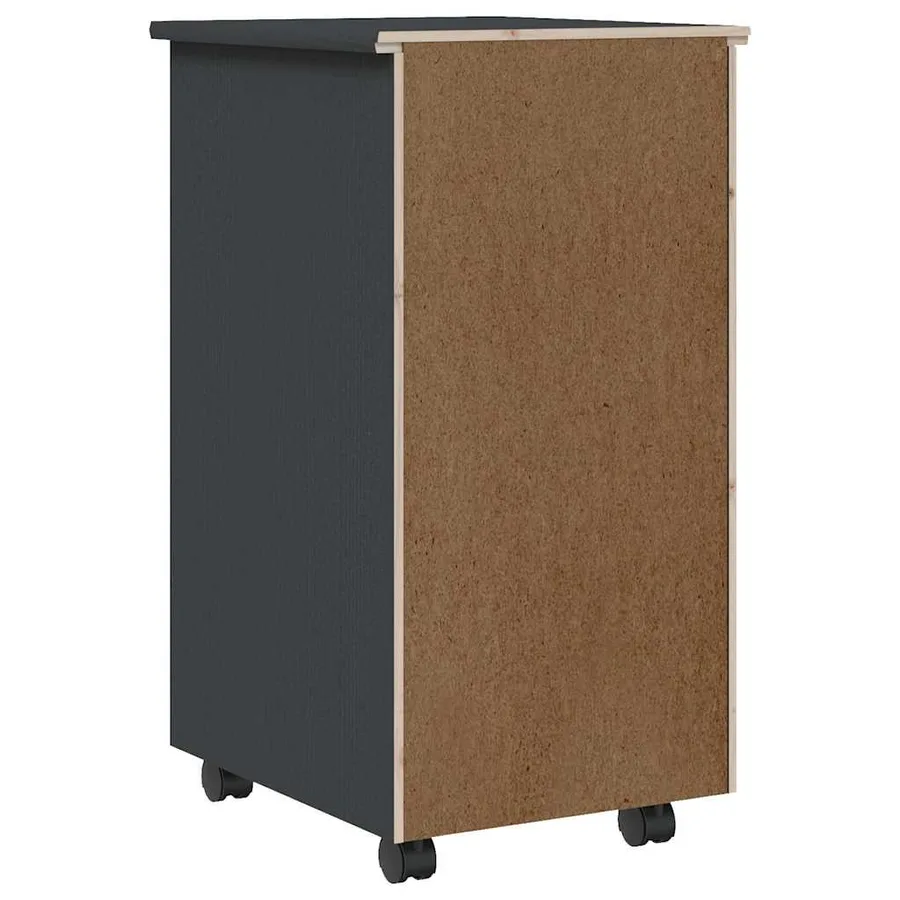 Armoire roulante avec tiroirs MOSS gris bois de pin solide - 6