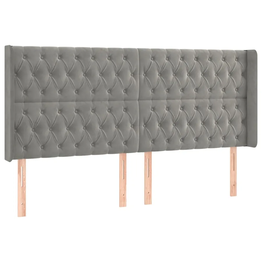 Tête de lit à LED Gris clair 203x16x118/128 cm Velours - 3