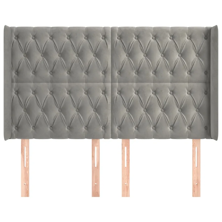 Tête de lit avec oreilles Gris clair 163x16x118/128 cm Velours - 3