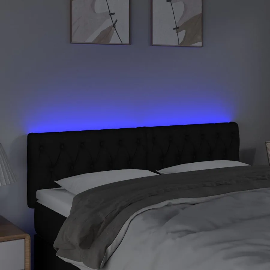 Tête de lit à LED Noir 160x7x78/88 cm Tissu - 3