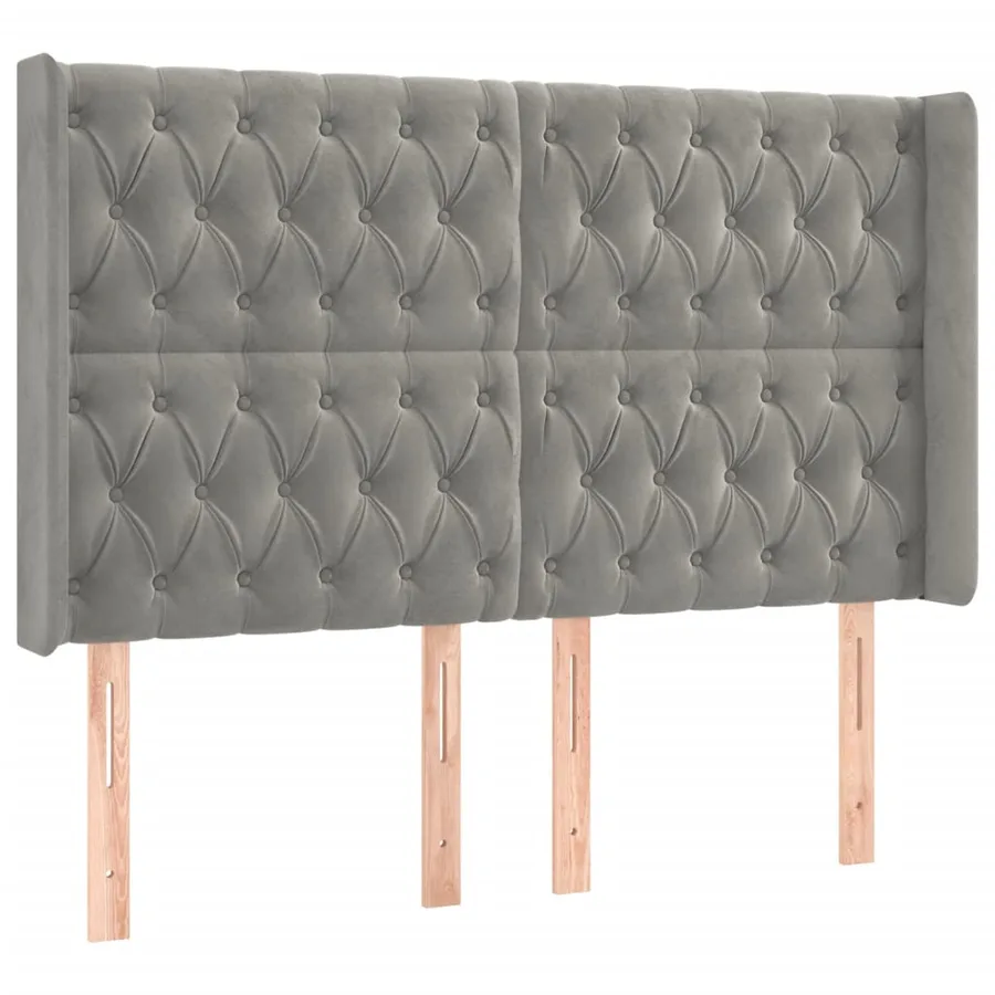 Tête de lit à LED Gris clair 163x16x118/128 cm Velours - 3