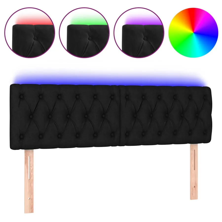 Tête de lit à LED Noir 160x7x78/88 cm Velours - 2