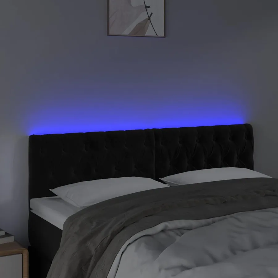 Tête de lit à LED Noir 160x7x78/88 cm Velours - 3
