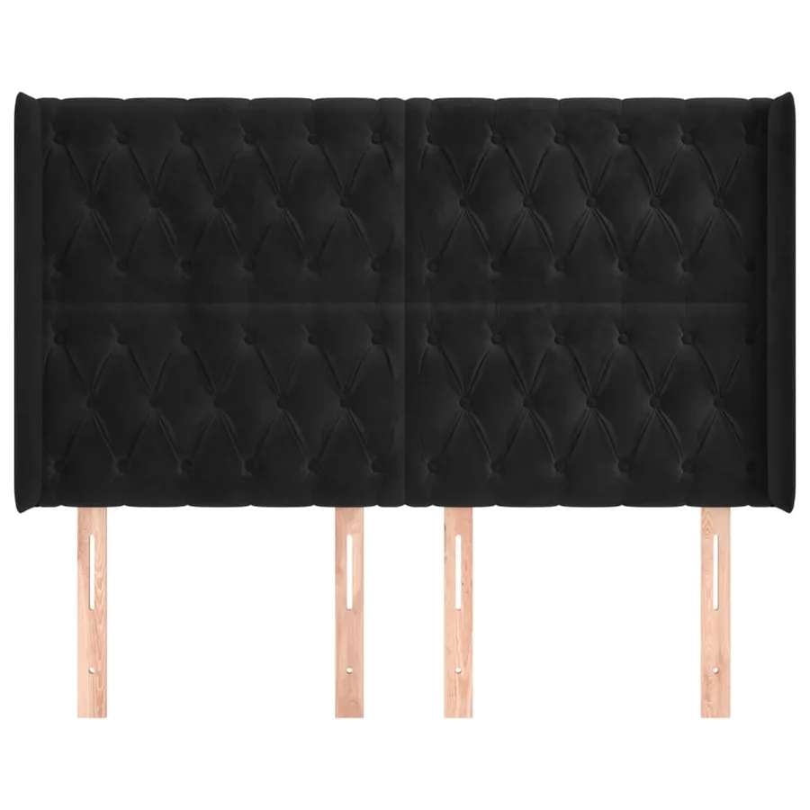 Tête de lit avec oreilles Noir 163x16x118/128 cm Velours - 3