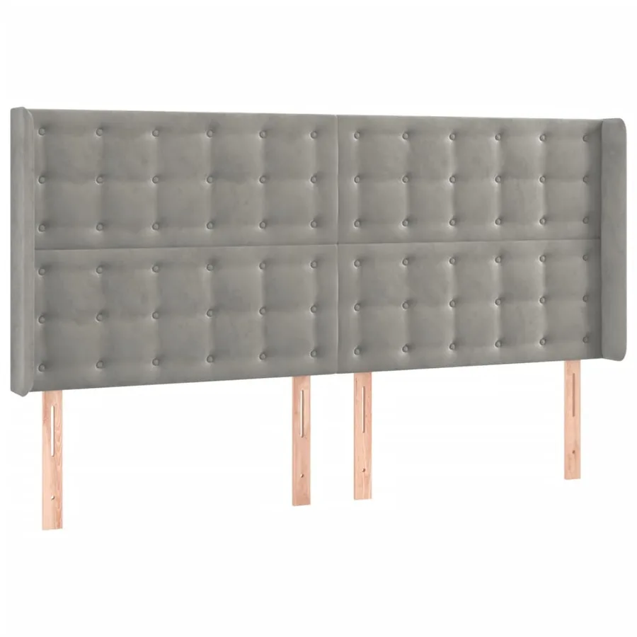 Tête de lit avec oreilles Gris clair 183x16x118/128 cm Velours - 2