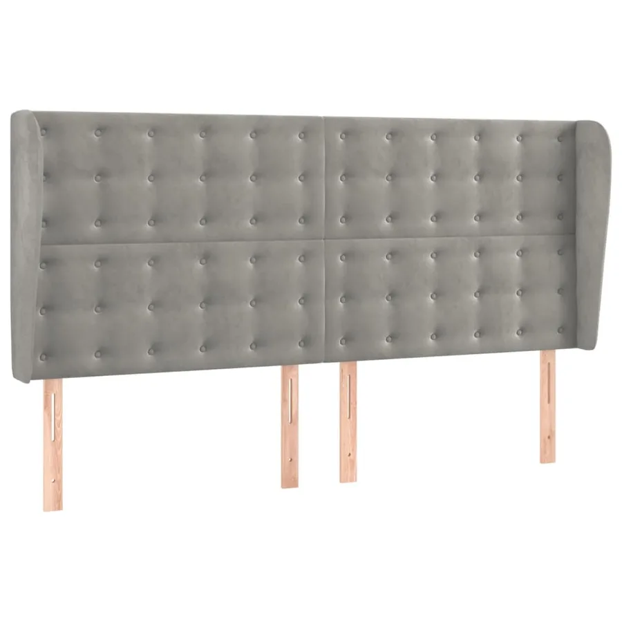 Tête de lit avec oreilles Gris clair 183x23x118/128 cm Velours - 2