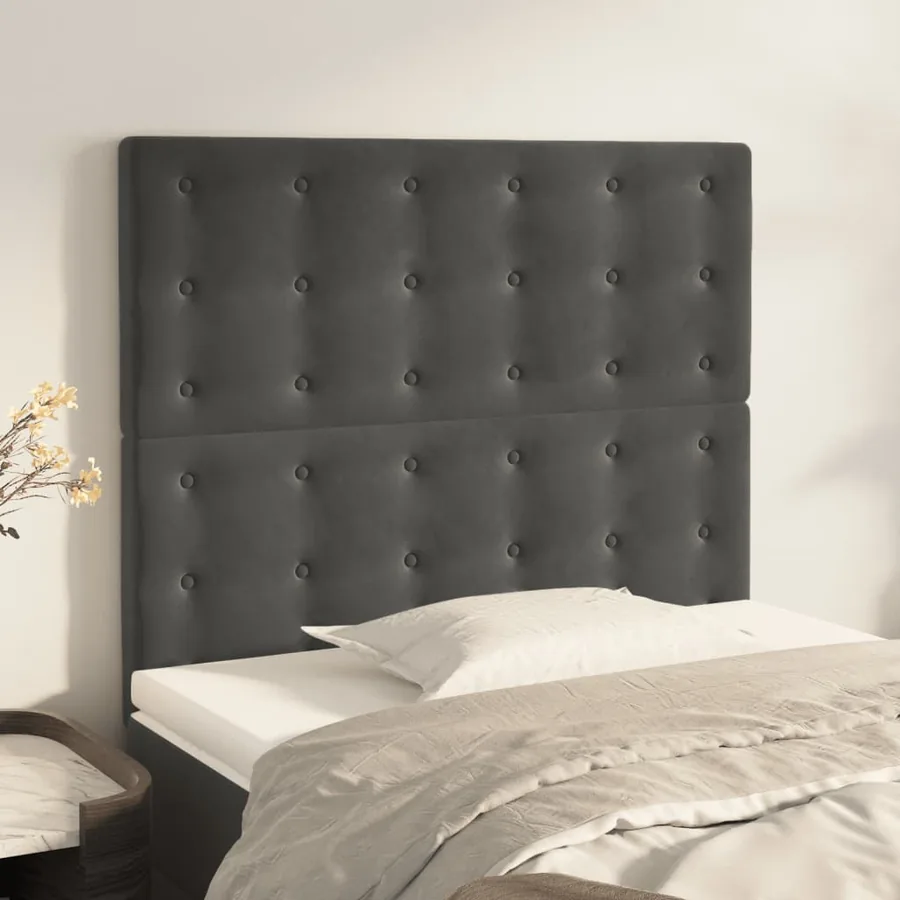 Tête de lit Gris foncé 90x5x118/128 cm Velours