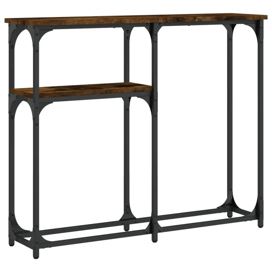 Table console chêne fumé 90x22,5x75 cm bois d'ingénierie - 2