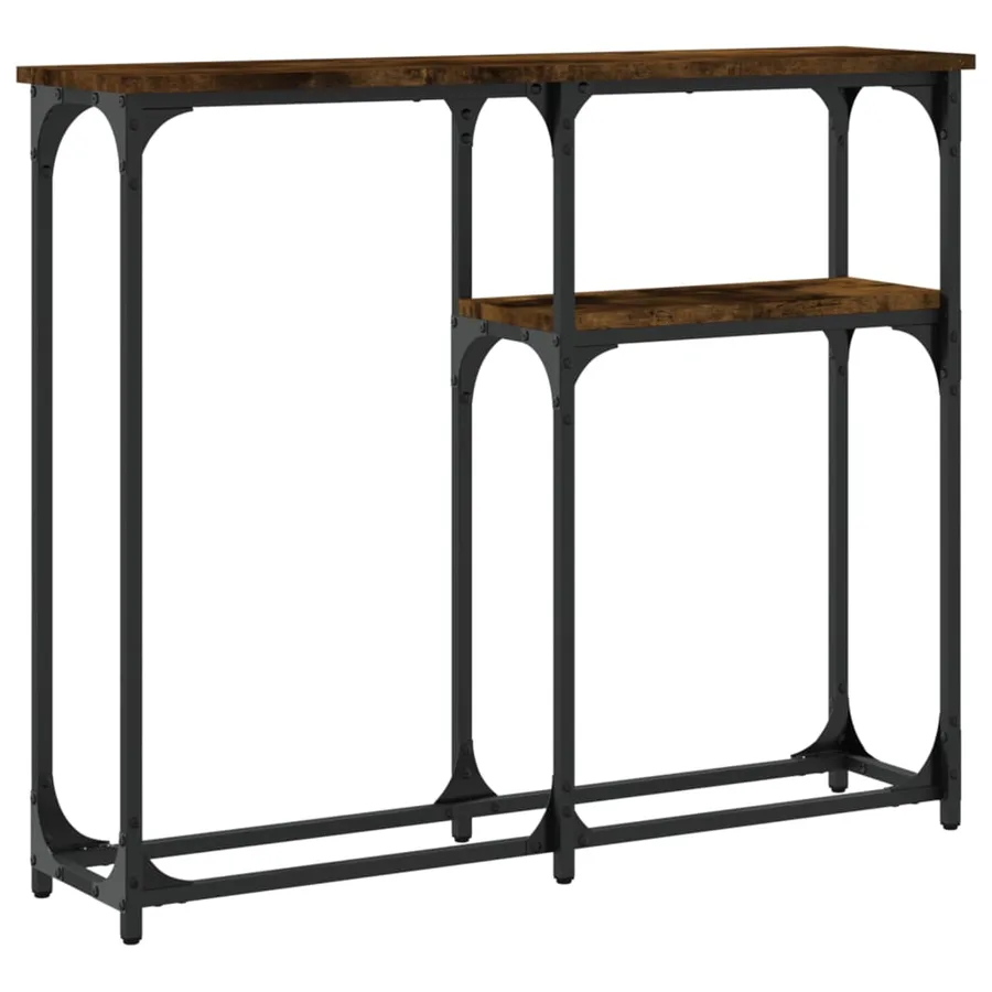 Table console chêne fumé 90x22,5x75 cm bois d'ingénierie - 4