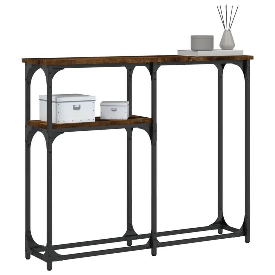Table console chêne fumé 90x22,5x75 cm bois d'ingénierie - 6