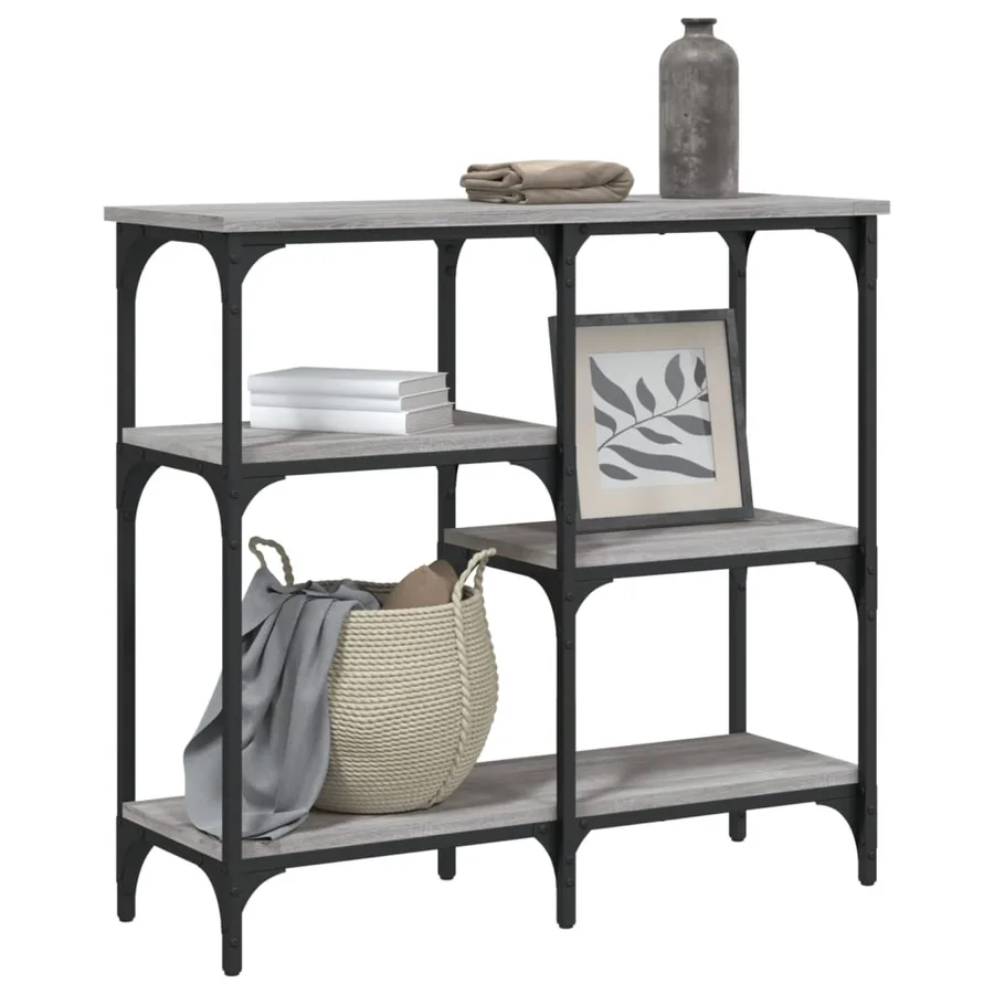 Table console sonoma gris 80x29x75 cm bois d'ingénierie - 3