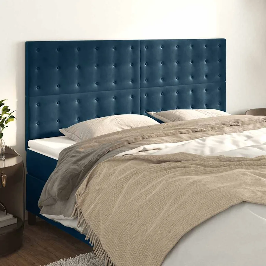 Tête de lit Bleu foncé 200 x 5 x 118/128 cm Velours