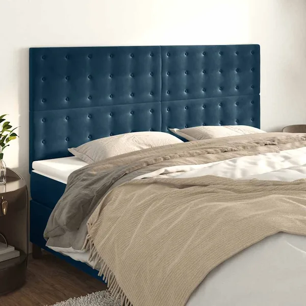 Tête de lit Bleu foncé 200 x 5 x 118/128 cm Velours