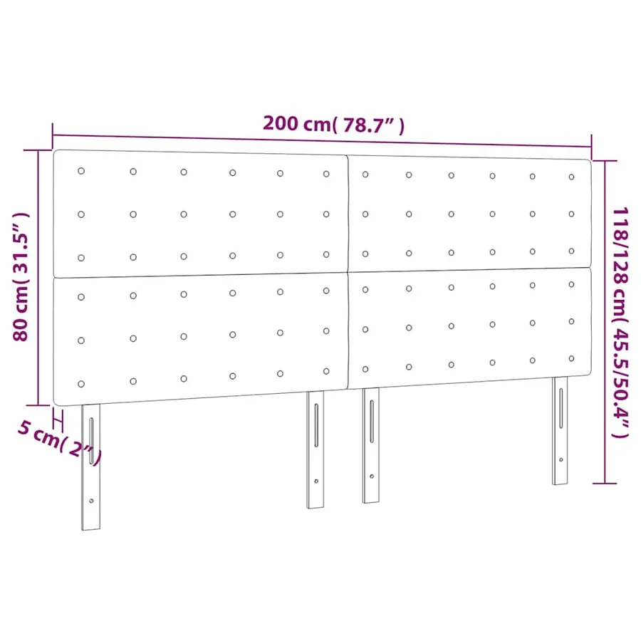 Tête de lit Bleu foncé 200 x 5 x 118/128 cm Velours - 8