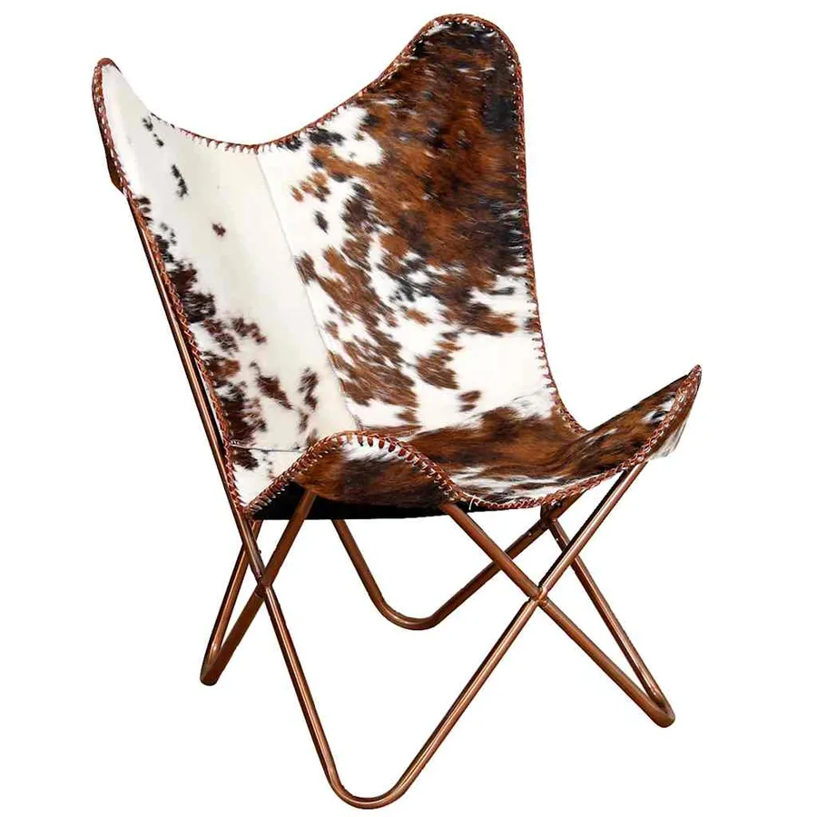 Chaise papillon marron et blanc cuir de vache - 2