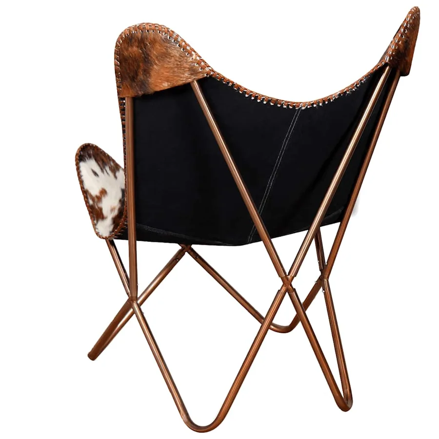 Chaise papillon marron et blanc cuir de vache - 9