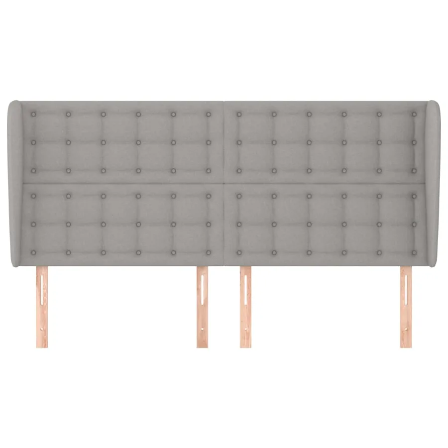 Tête de lit avec oreilles Gris clair 183x23x118/128 cm Tissu - 3