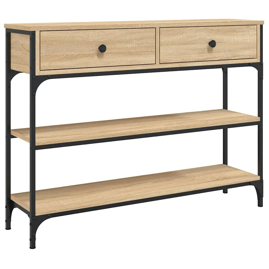 Table console chêne sonoma 100x25x75 cm bois d'ingénierie - 2