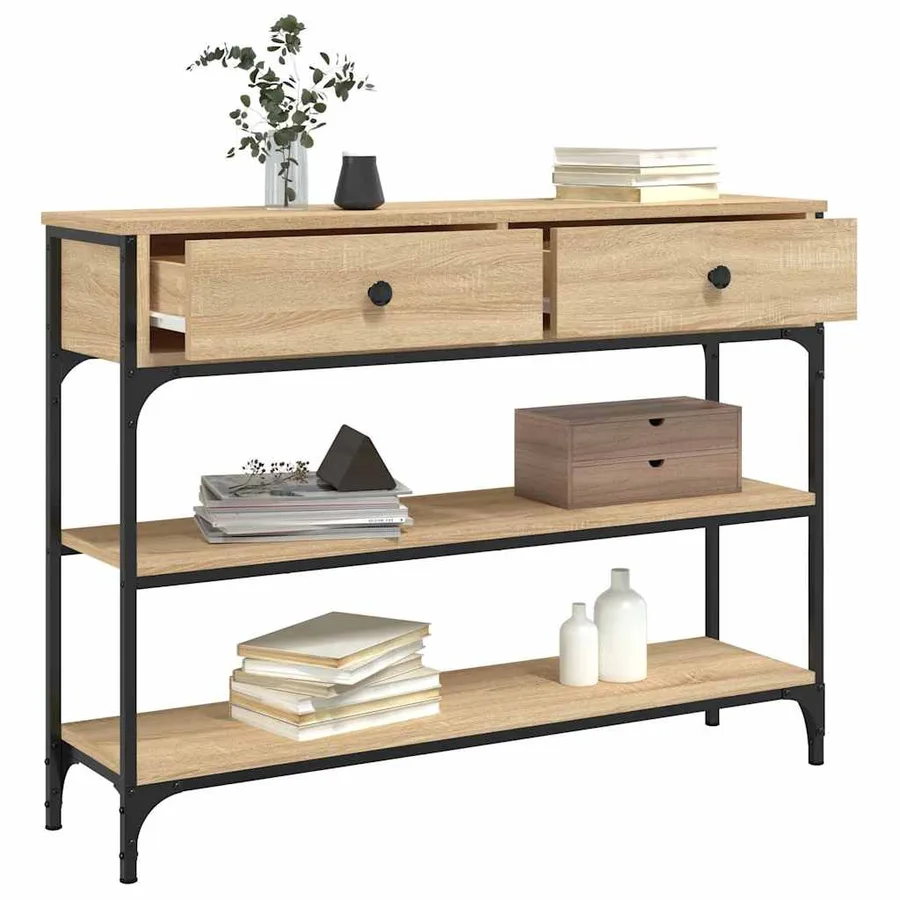 Table console chêne sonoma 100x25x75 cm bois d'ingénierie - 4