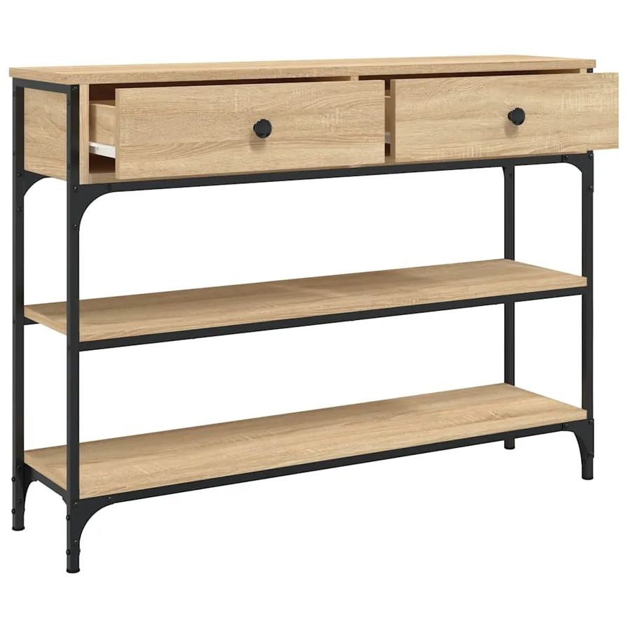 Table console chêne sonoma 100x25x75 cm bois d'ingénierie - 5