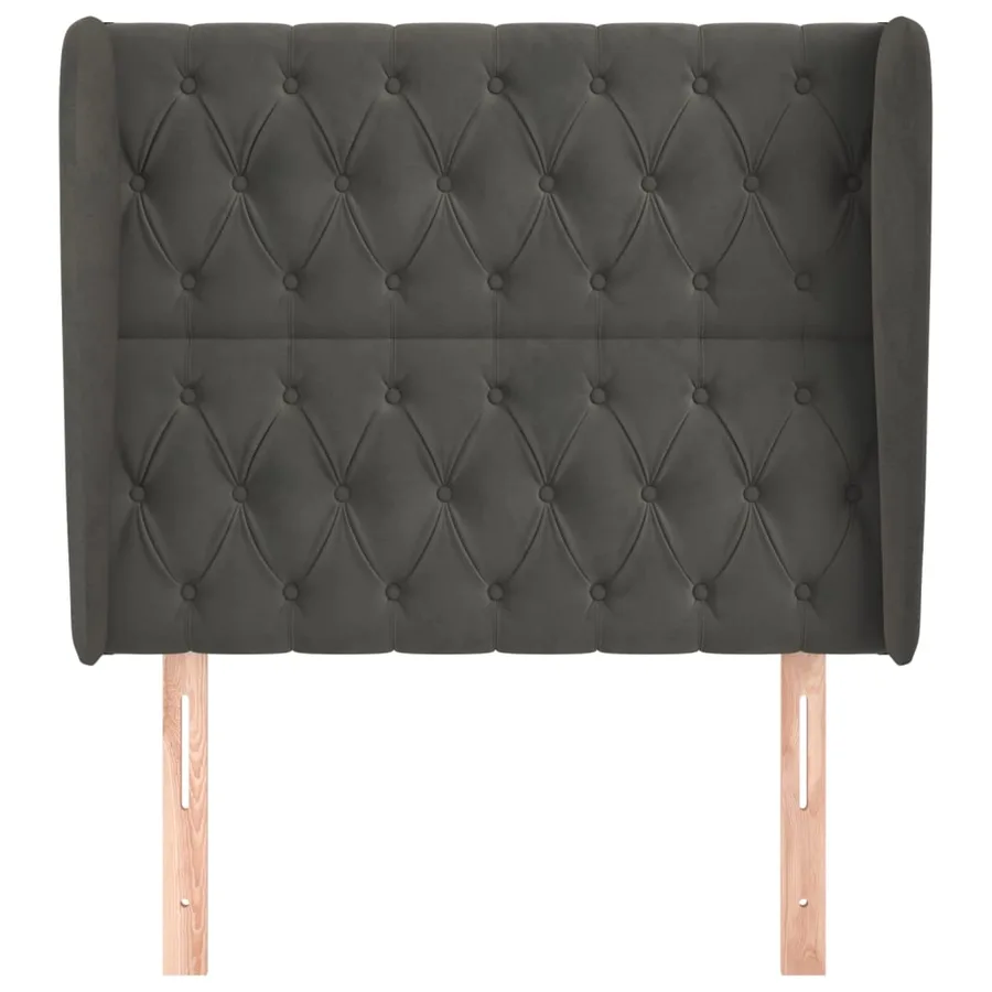 Tête de lit avec oreilles Gris foncé 103x23x118/128 cm Velours - 3