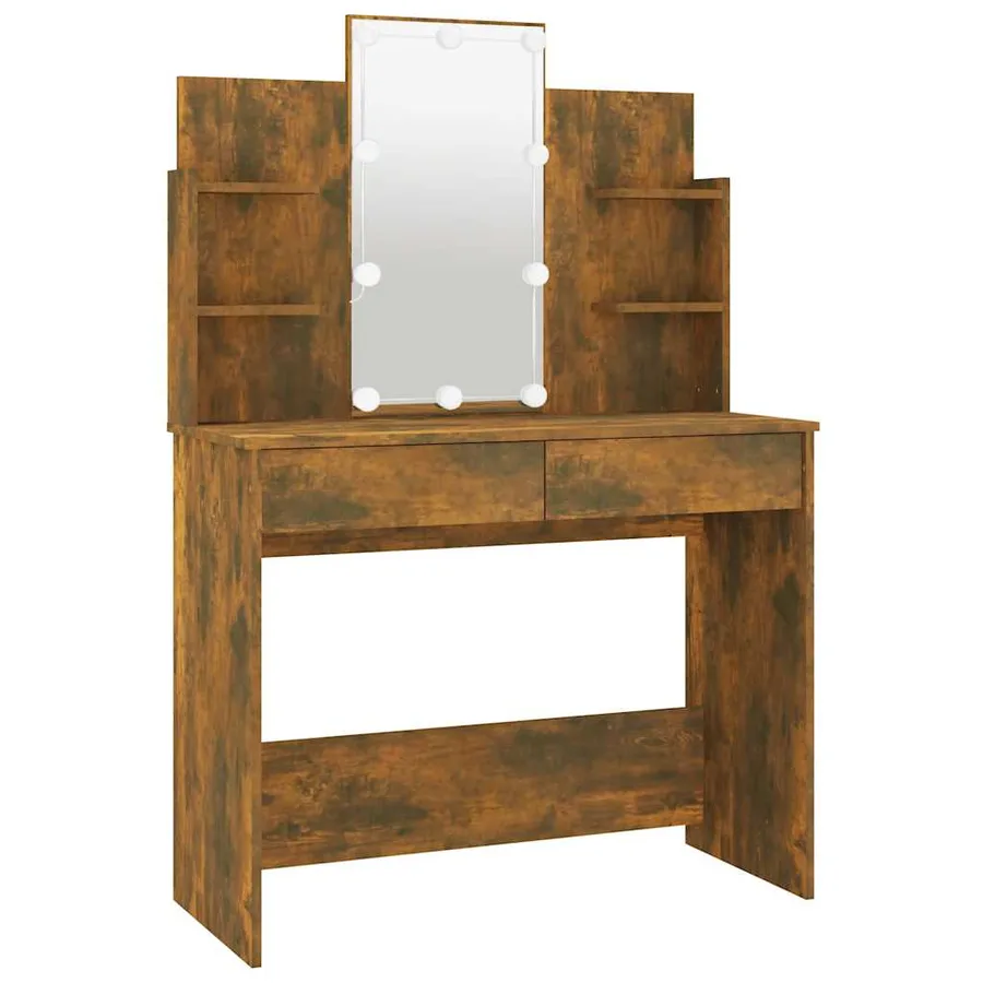 Ensemble de coiffeuse avec LED Chêne fumé Bois d'ingénierie - 7