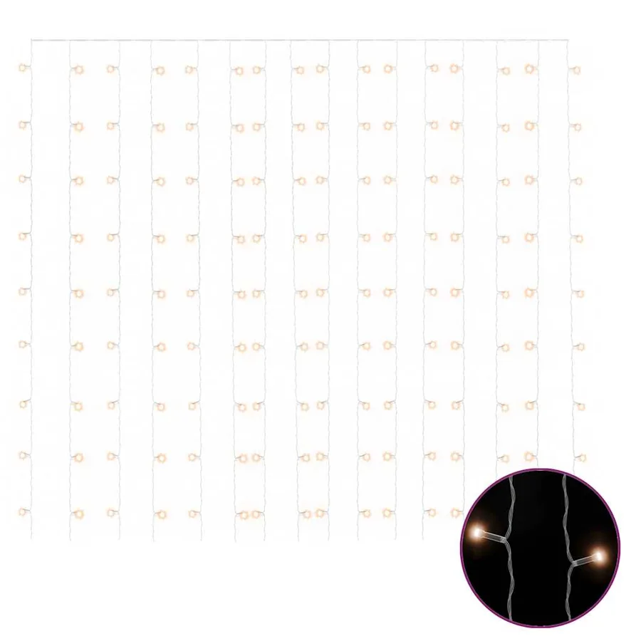 Rideaux lumineux à LED 3x3 m 300 LED Blanc chaud 8 fonctions - 2