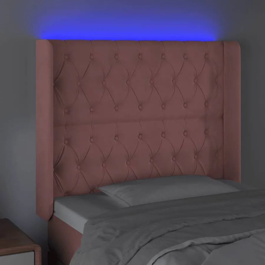 Tête de lit à LED Rose 93x16x118/128 cm Velours - 4