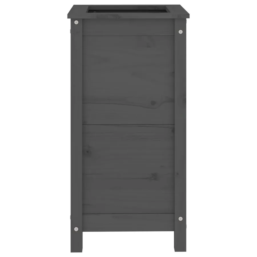 Jardinière gris 40x40x78 cm bois massif de pin - 4