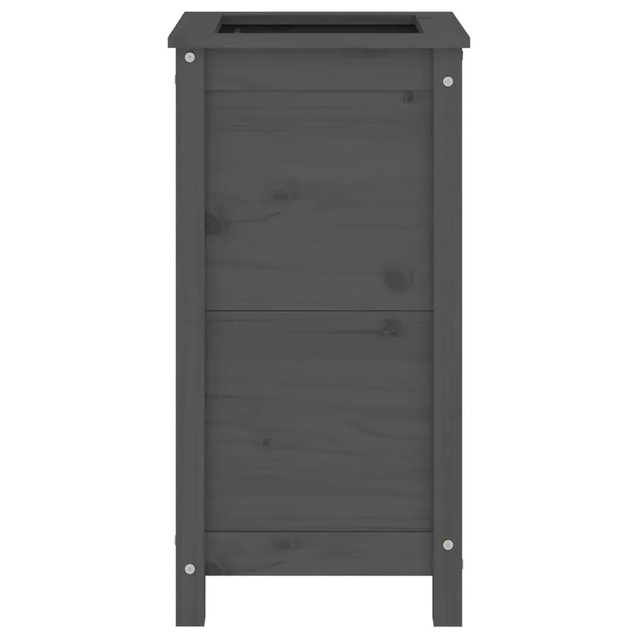 Jardinière gris 40x40x78 cm bois massif de pin - 5
