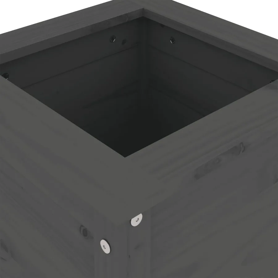 Jardinière gris 40x40x78 cm bois massif de pin - 7